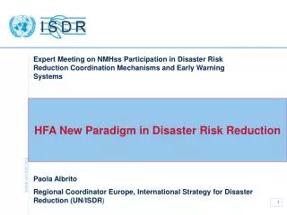 HFA New Paradigm in Disaster Risk Reduction