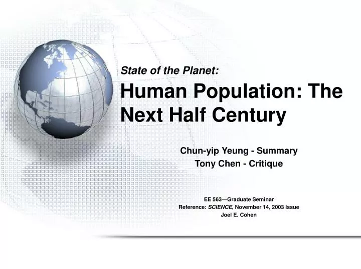 state of the planet human population the next half century