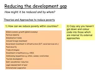 Reducing the development gap How might it be reduced and by whom?