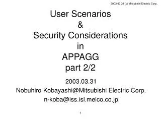 User Scenarios &amp; Security Considerations in APPAGG part 2/2