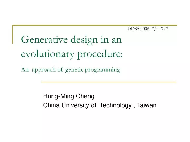 generative design in an evolutionary procedure an approach of genetic programming