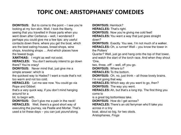 topic one aristophanes comedies