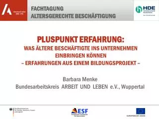 Barbara Menke Bundesarbeitskreis ARBEIT UND LEBEN e.V., Wuppertal