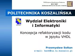 koncepcja refaktoryzacji kodu w j zyku vhdl