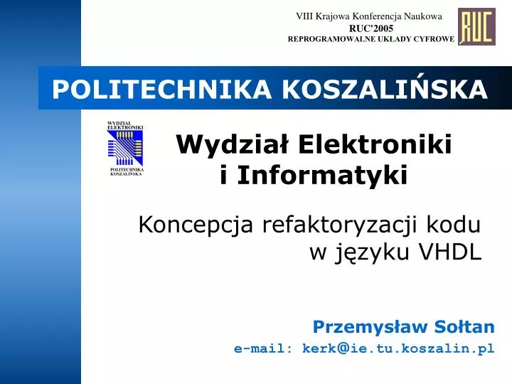 koncepcja refaktoryzacji kodu w j zyku vhdl