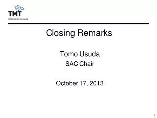 Tomo Usuda SAC Chair October 17, 2013