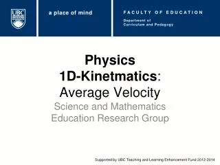 Physics 1D-Kinetmatics : Average Velocity