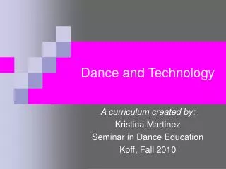 Dance and Technology