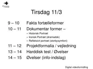 tirsdag 11 3