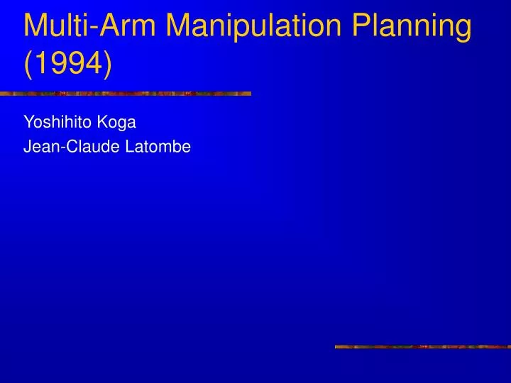 multi arm manipulation planning 1994