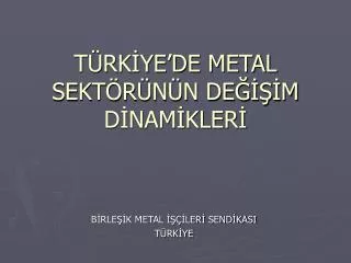 t rk ye de metal sekt r n n de m d nam kler