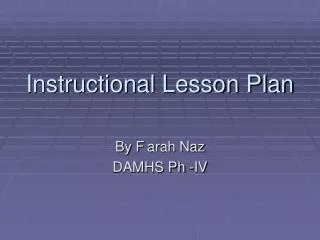 Instructional Lesson Plan