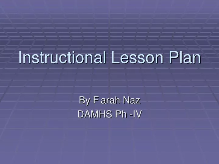 instructional lesson plan