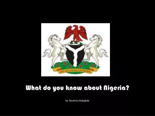 What do you know about Nigeria? by Nosimot Adegbite