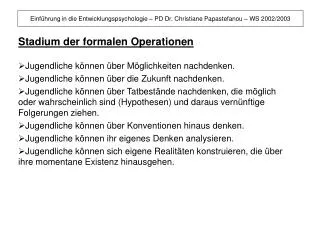 stadium der formalen operationen