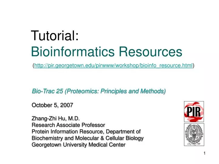 tutorial bioinformatics resources