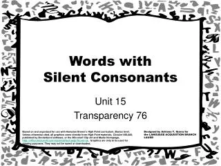 Words with Silent Consonants