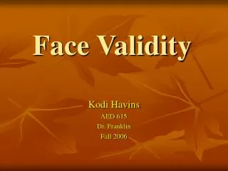 Face Validity