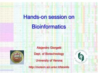 Hands-on session on Bioinformatics
