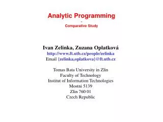 Analytic Programming - Comparative Study