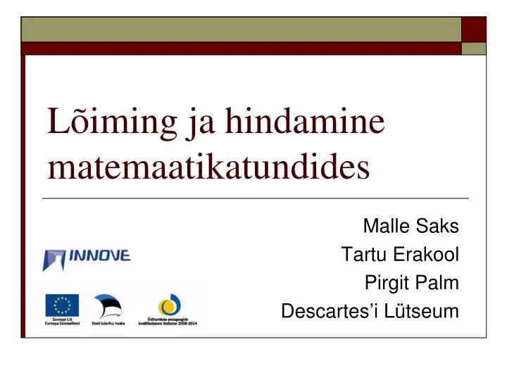 l iming ja hindamine matemaatikatundides