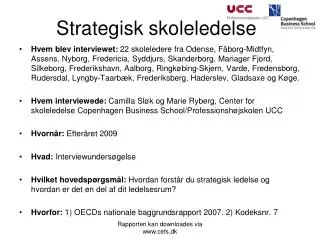 strategisk skoleledelse