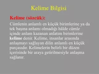 kelime bilgisi