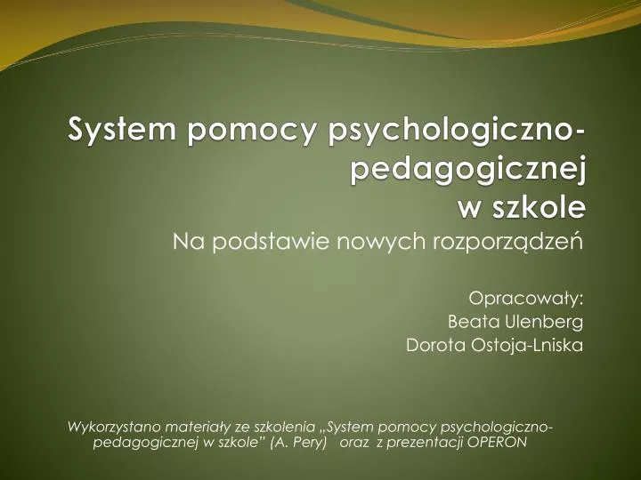 system pomocy psychologiczno pedagogicznej w szkole