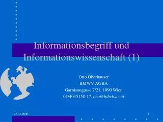 informationsbegriff und informationswissenschaft 1