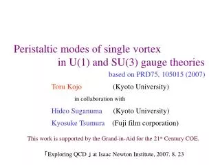 Peristaltic modes of single vortex in U(1) and SU(3) gauge theories