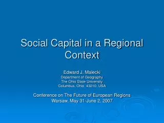 Social Capital in a Regional Context