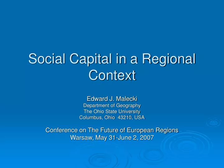 social capital in a regional context