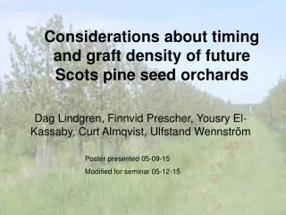 Considerations about timing and graft density of future Scots pine seed orchards