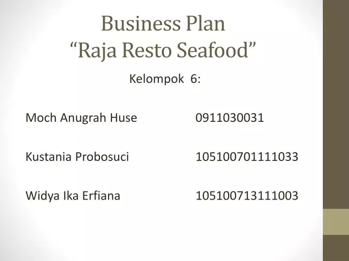 business plan raja resto seafood