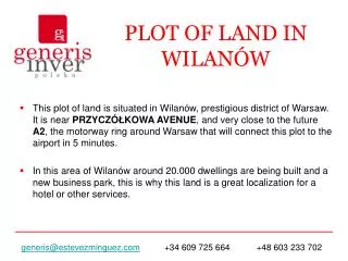 PLOT OF LAND IN WILANÓW