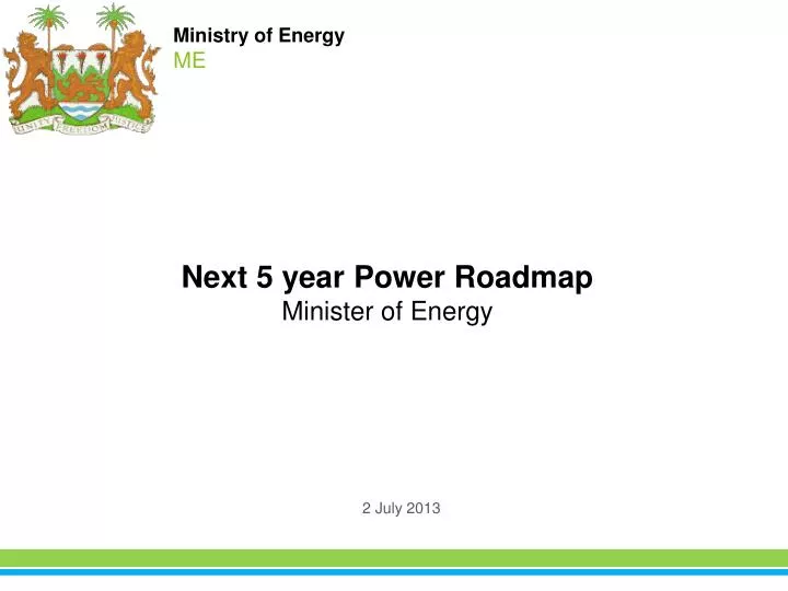 next 5 year power roadmap minister of energy