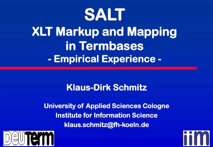 salt xlt markup and mapping in termbases empirical experience