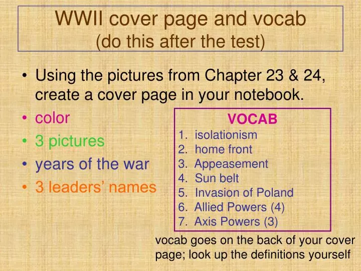 wwii cover page and vocab do this after the test