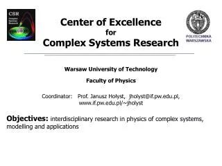 Center of Excellence for Complex Systems Research