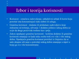 izbor i teorija korisnosti
