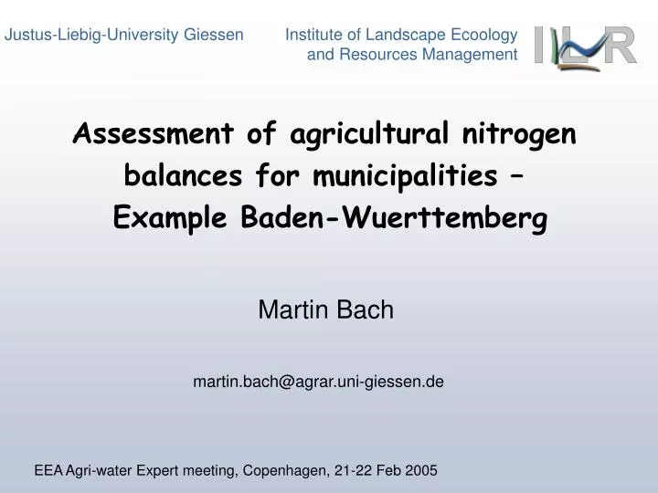 assessment of agricultural nitrogen balances for municipalities example baden wuerttemberg