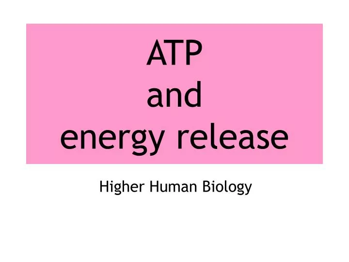 atp and energy release