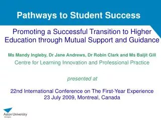 Pathways to Student Success