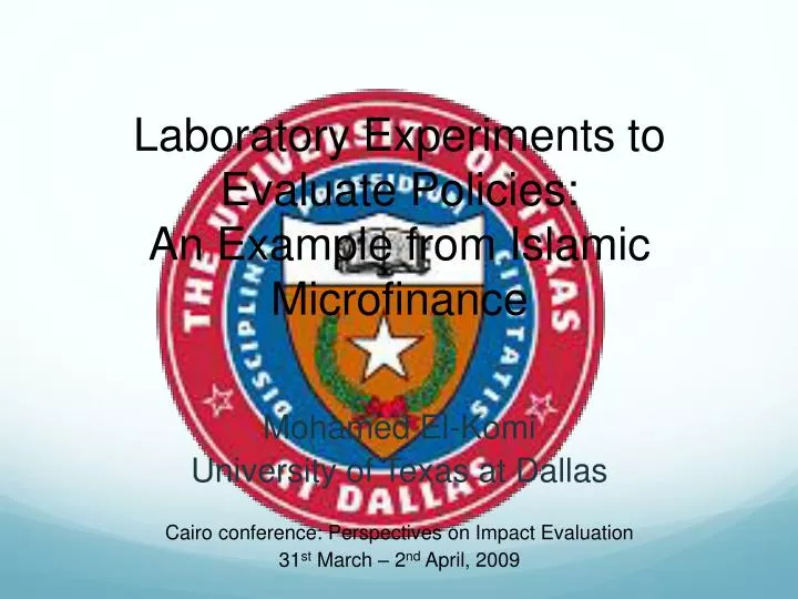 laboratory experiments to evaluate policies an example from islamic microfinance