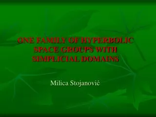 ONE FAMILY OF HYPERBOLIC SPACE GROUPS WITH SIMPLICIAL DOMAINS