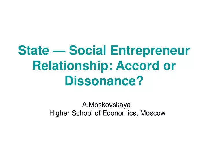 state social entrepreneur relationship accord or dissonance