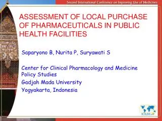 ASSESSMENT OF LOCAL PURCHASE OF PHARMACEUTICALS IN PUBLIC HEALTH FACILITIES