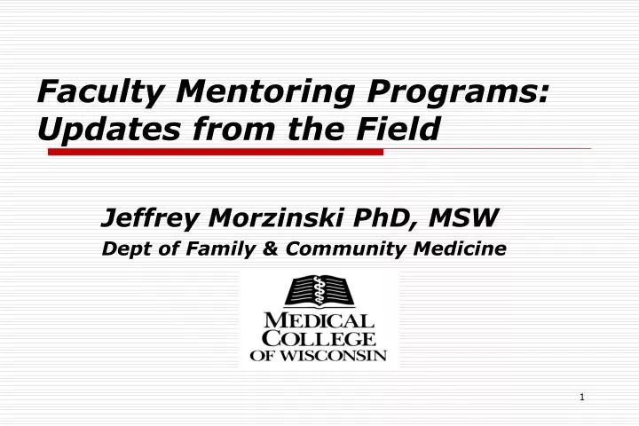 faculty mentoring programs updates from the field