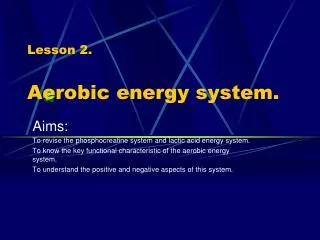 Lesson 2. Aerobic energy system.