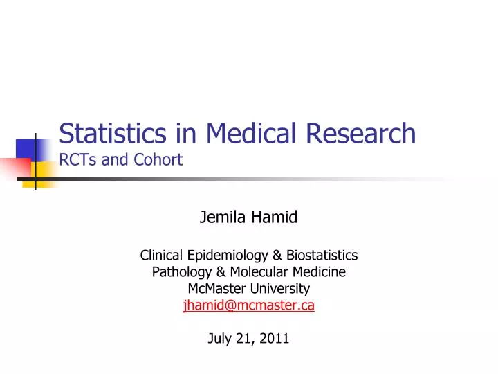 statistics in medical research rcts and cohort